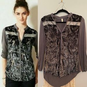 Anthropologie “Tiny” Sparkle Velvet Blouse